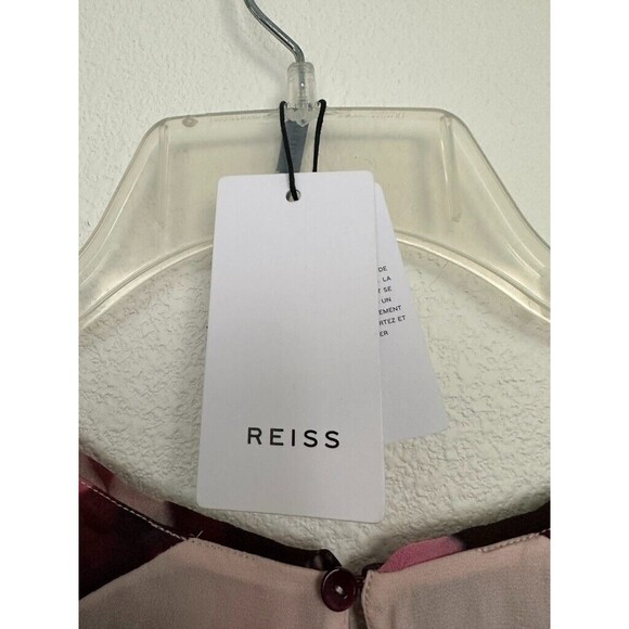 NEW REISS Josephine Floral Mini Dress Lined Open Back Pink Womens 8 - Picture 14 of 16